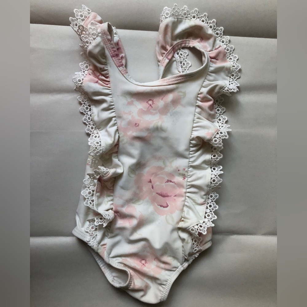 Miniclasix Floral Ruffled One-Piece Swimsuit Baby Girls 6-9 Months Multicolor